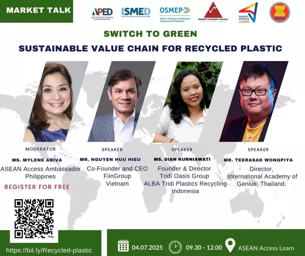 Speakers at a sustainable recycled plastic value chain event.